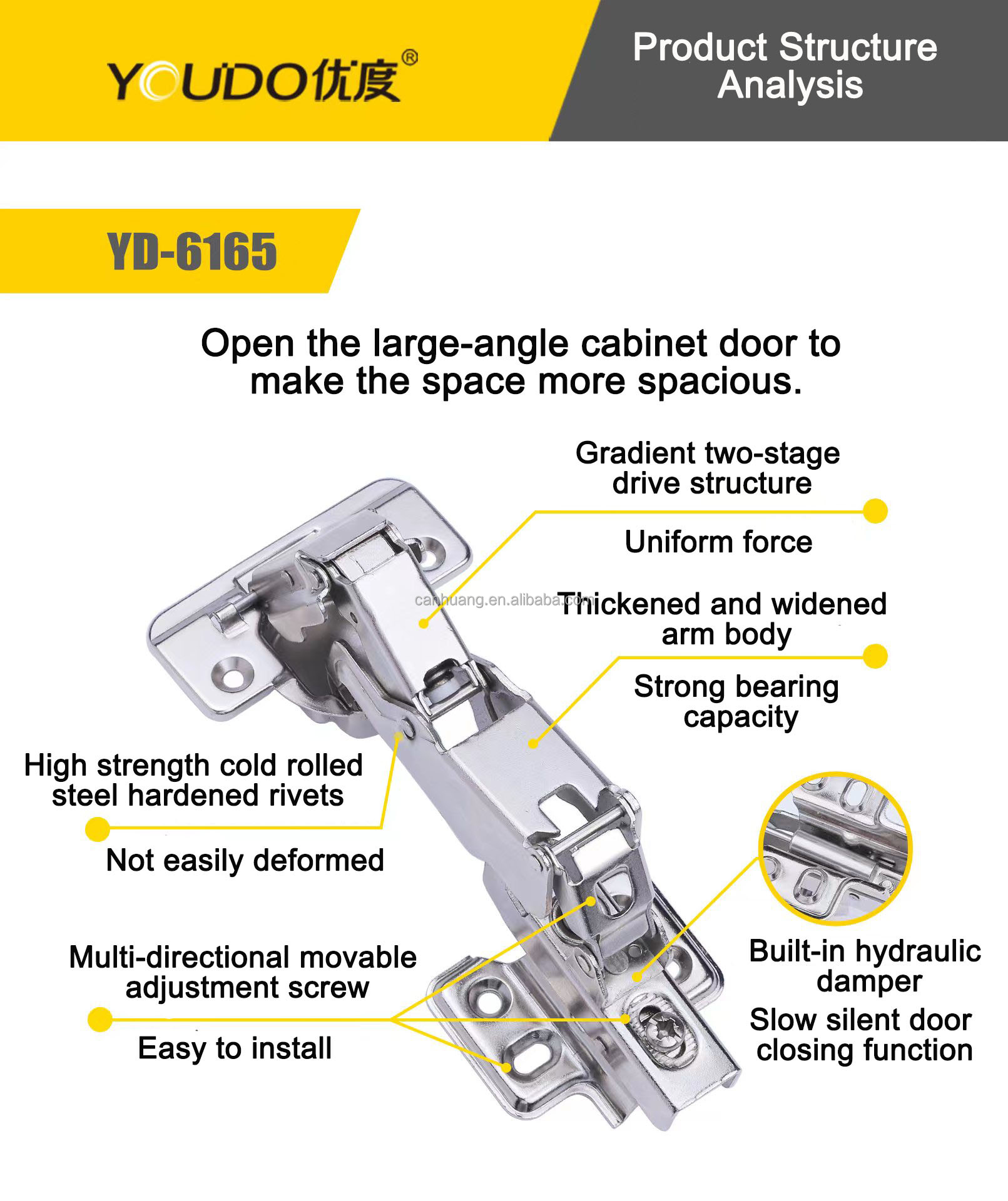YOUDO Kitchen Cabinet Hinge YD-6165B ...