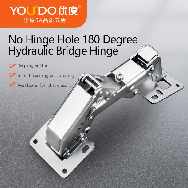 YOUDO New Arrival 180 Degree Large Angle Bridge Hinge YD-505 Adjustable Concealed Soft Close Hydraulic Cabinet Hinge