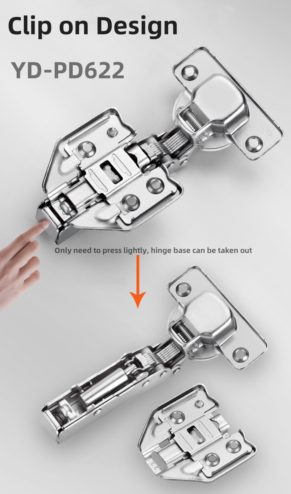 YOUDO 3D Adjustable PD622 Cabinet Hinge Clip On Soft Close Hydraulic Hinges (8).jpg