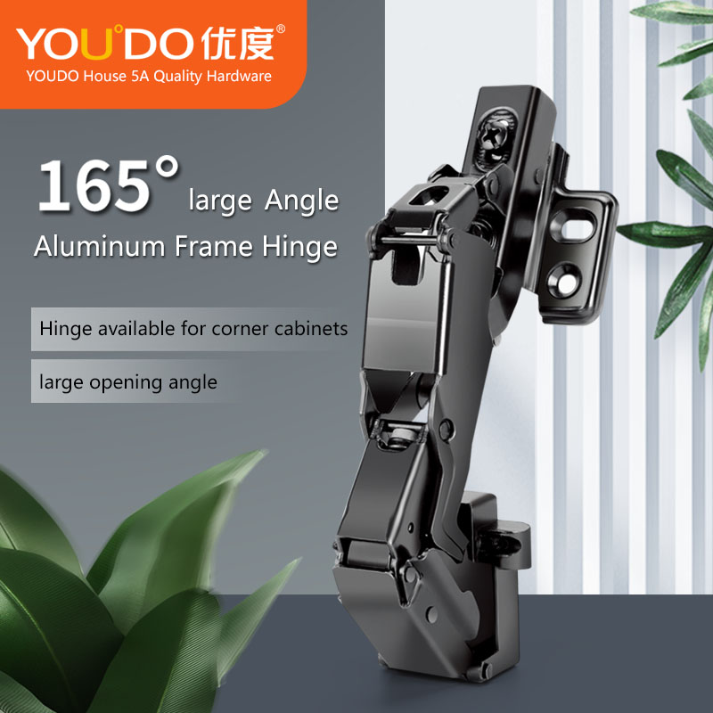 YOUDO Special Angle 165 Degree Hydraulic Hinges YD-6165 Cabinet Door Corner Angle Concealed Soft Close Aluminum Door Frame Hinge